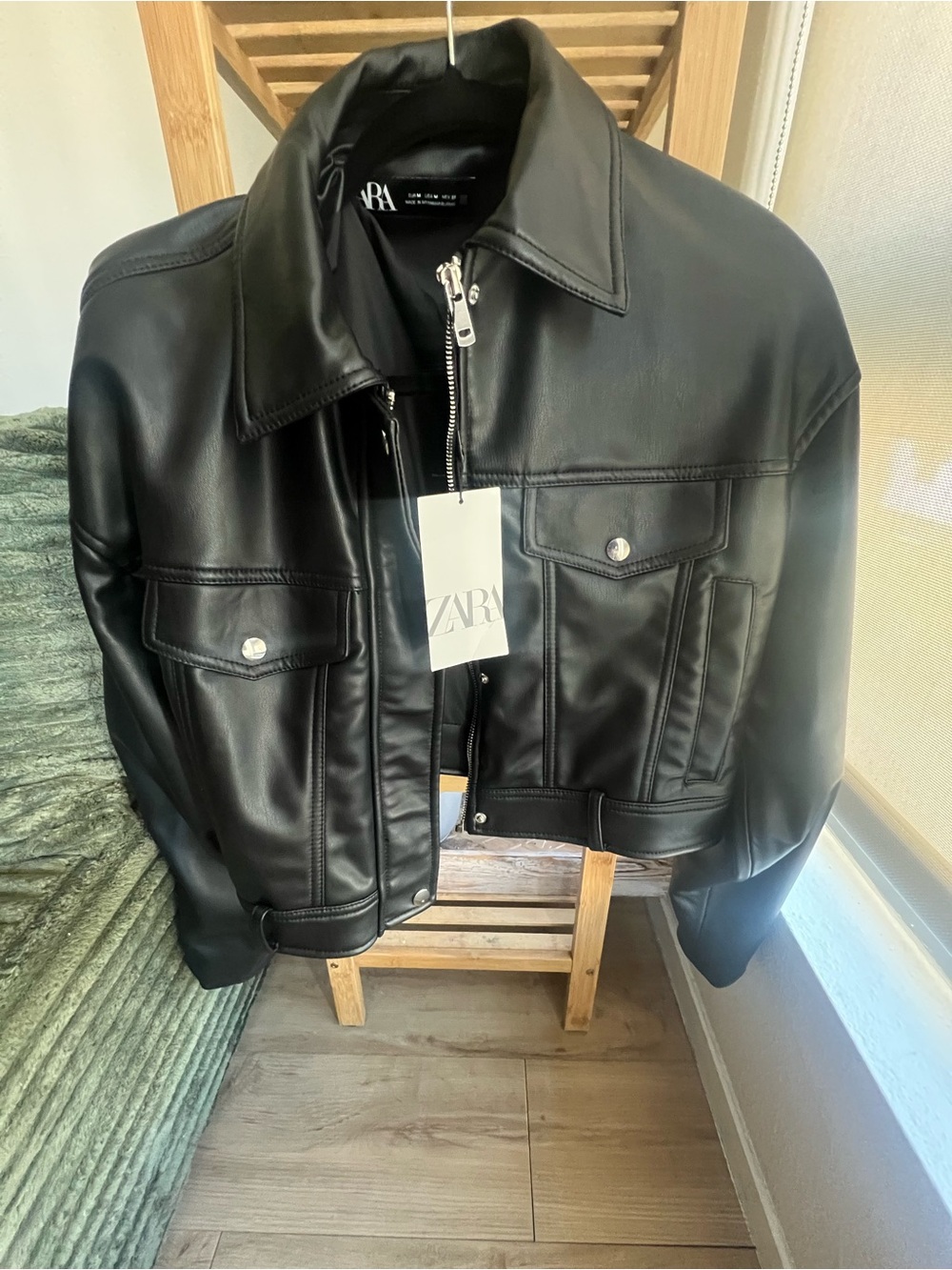 Faux leather Zara Jacket
 Black leather Jacket